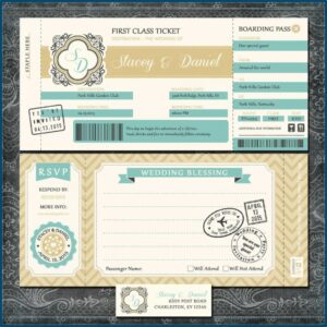 Boarding Pass Wedding Invitations With Rsvp