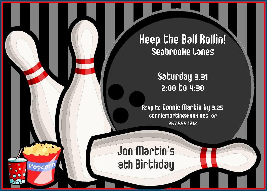 Bowling Birthday Party Invitation Template Free