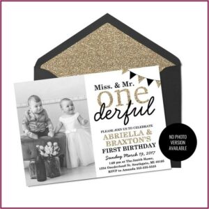 Boy Girl Twins First Birthday Invitations