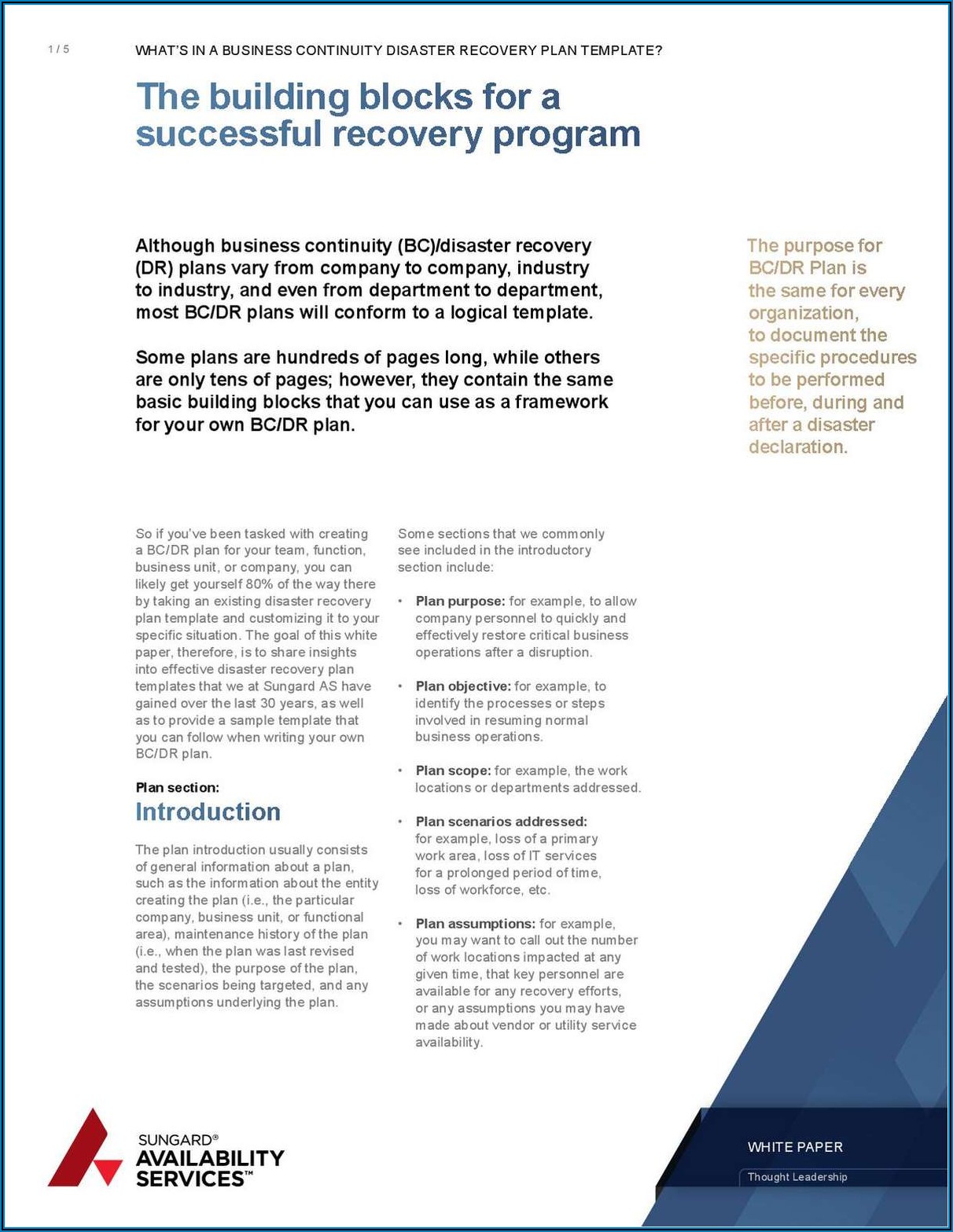 Business Continuity Disaster Recovery Plan Template