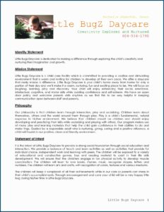 Business Plan Examples For Daycare Center