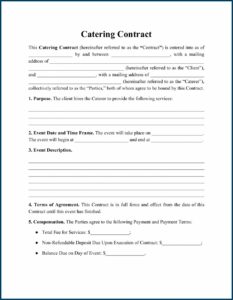 Catering Services Contract Agreement Format