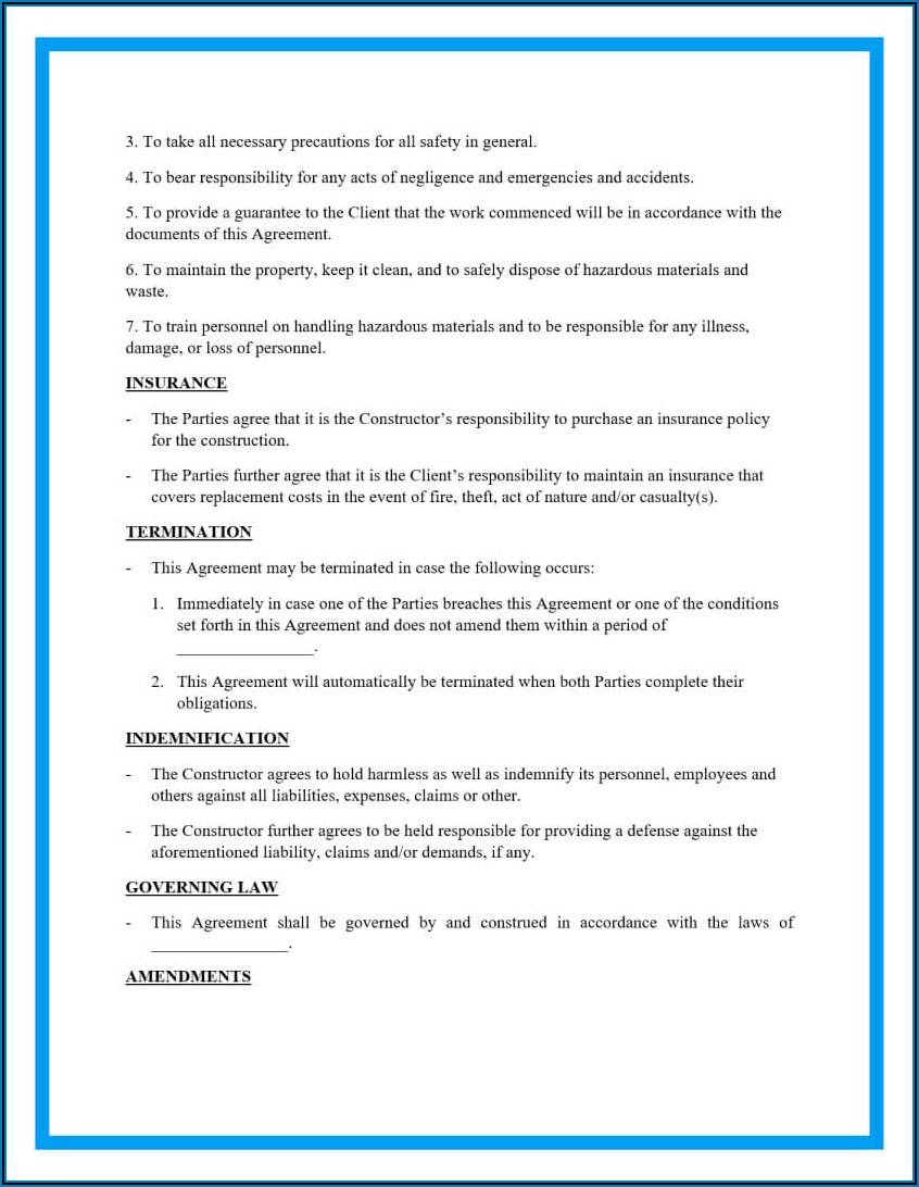 Construction Terms And Conditions Template Uk
