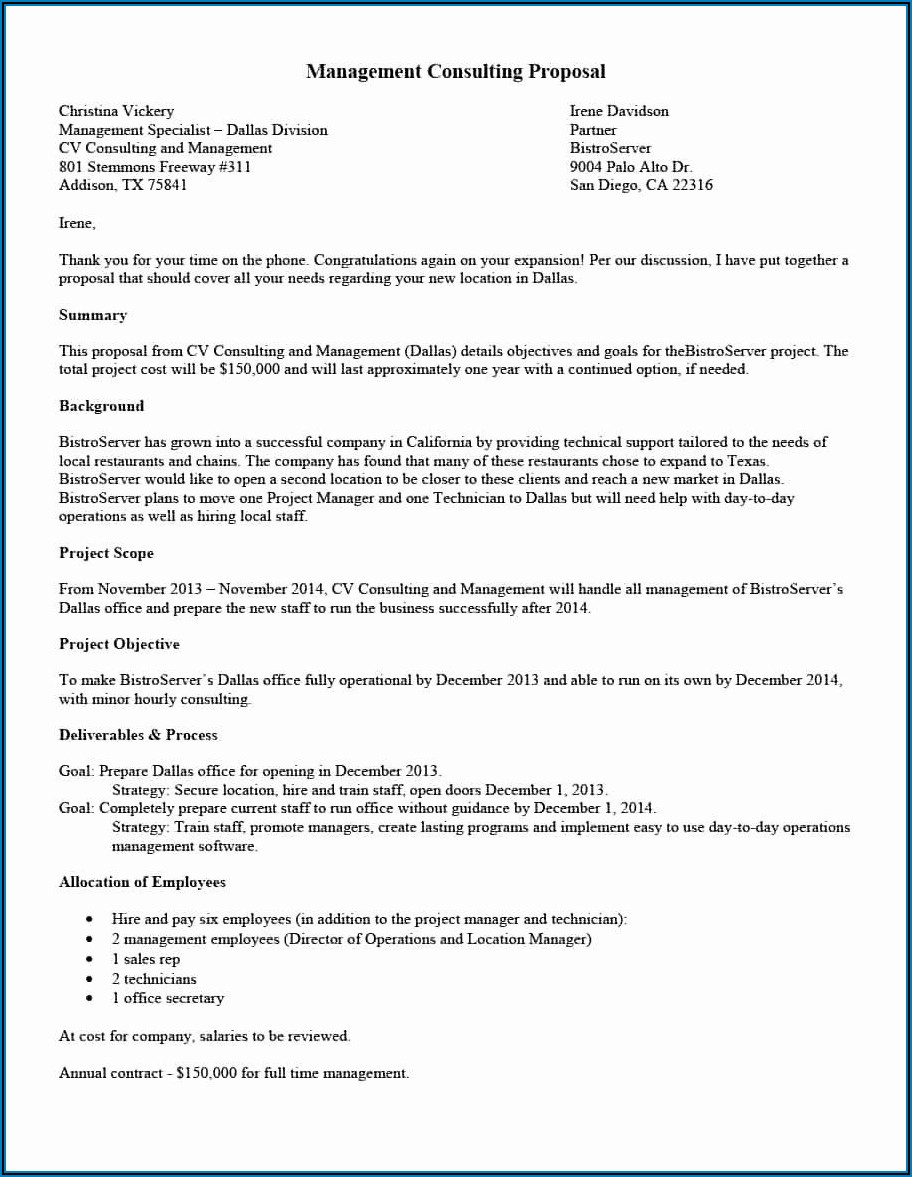 Consulting Proposal Template Doc