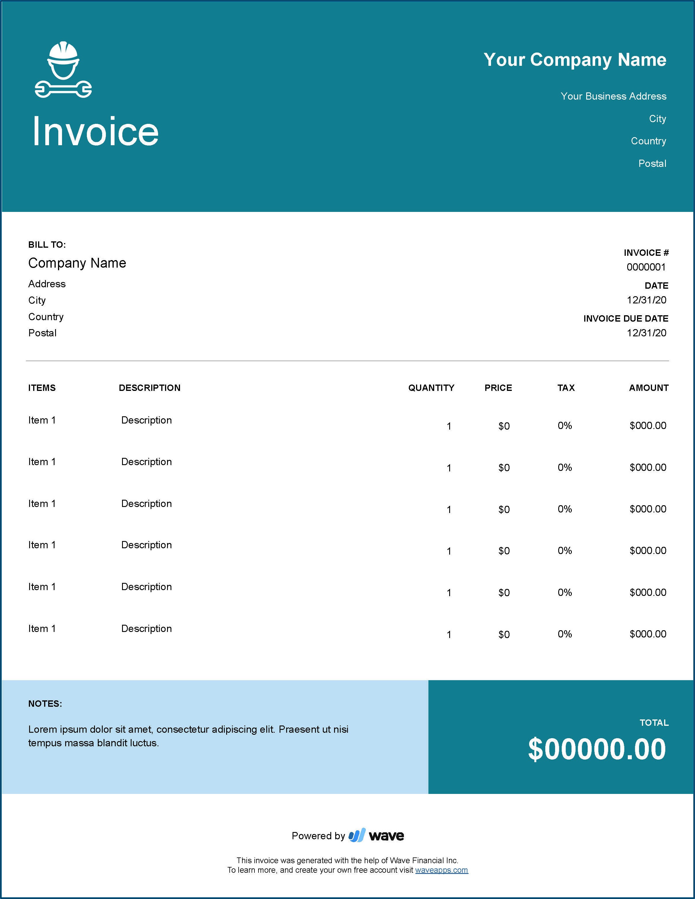 Contract Work Invoice Example