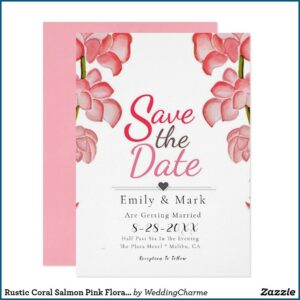 Coral Pink Wedding Invitations
