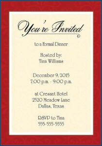 Dinner And Drinks Party Invitation Wording
