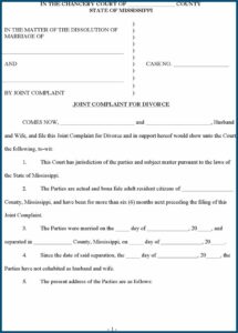 Divorce Decree Template Mississippi