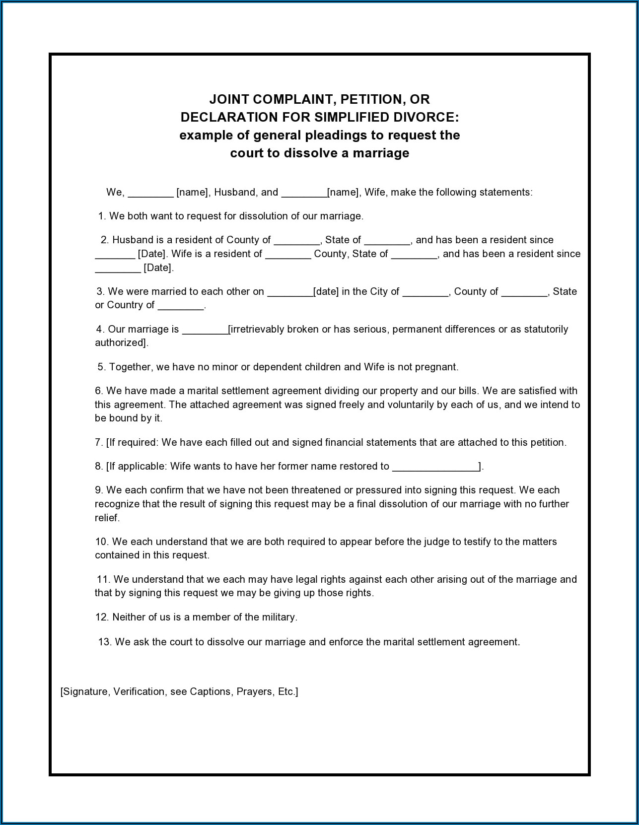 Divorce Papers Template Pdf