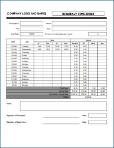 Download Weekly Timesheet Template Free