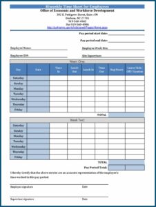 Downloadable Biweekly Timesheet Template