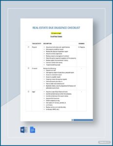 Due Diligence Checklist Template Word