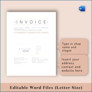 Editable Bakery Invoice Template