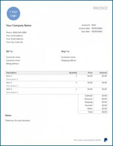 Editable Invoice Template Excel