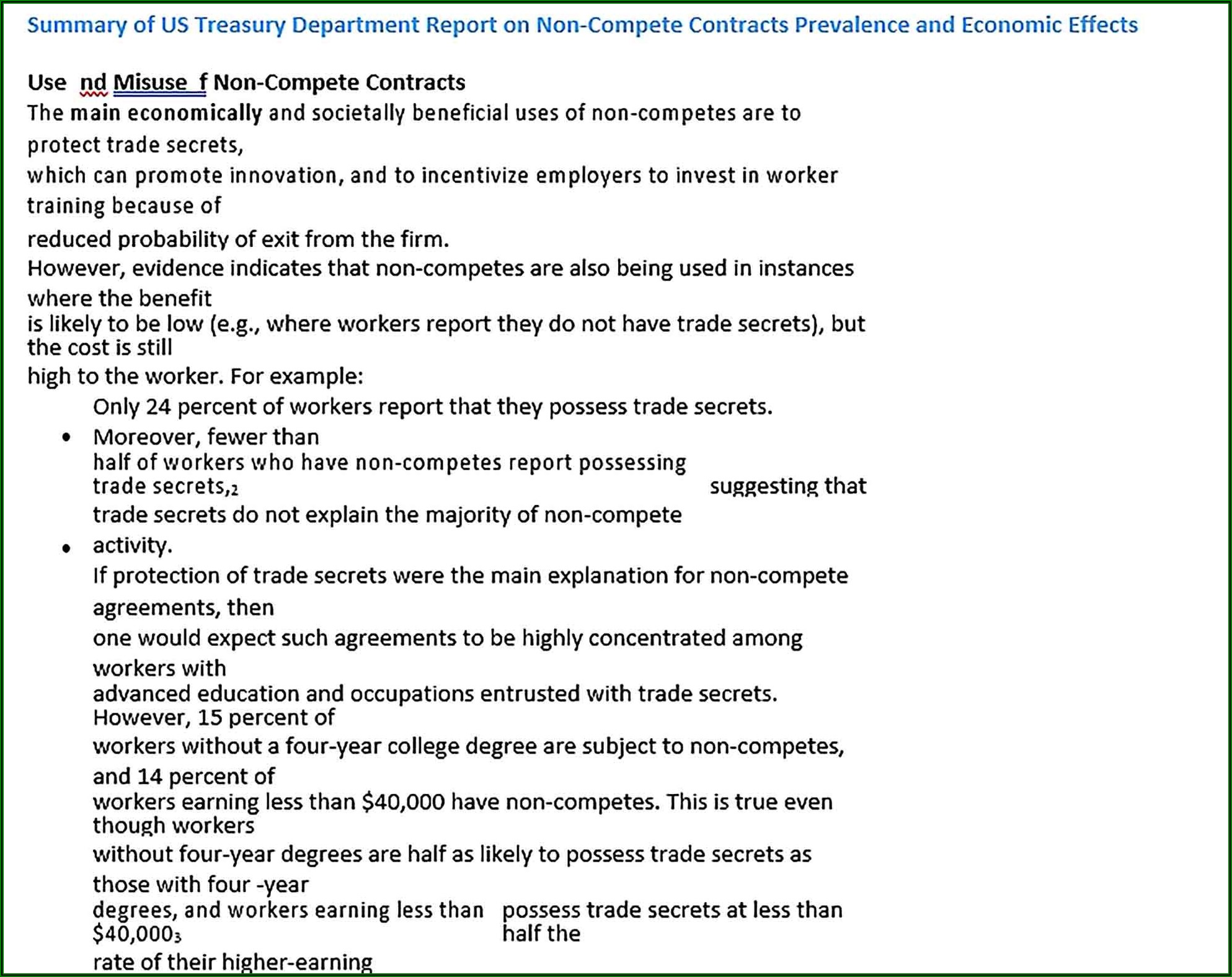 Employee Non Compete Agreement Sample