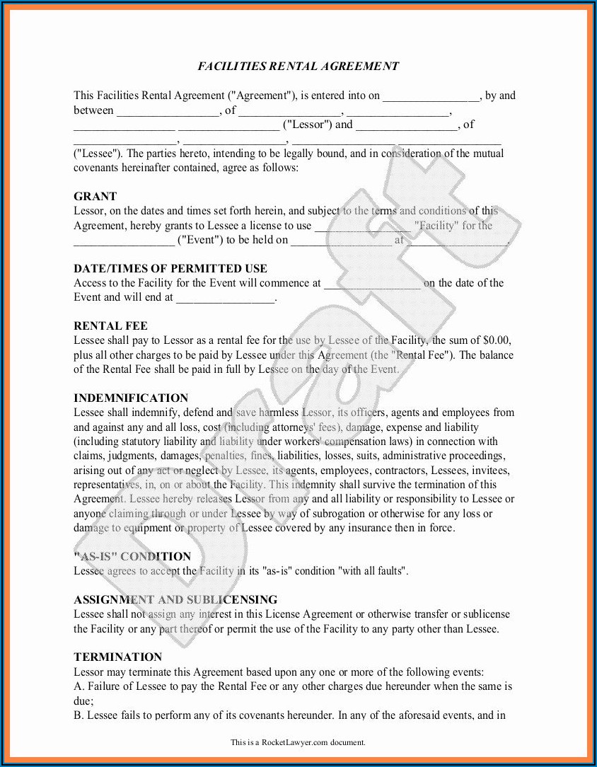 Event Space Rental Party Rental Contract Template