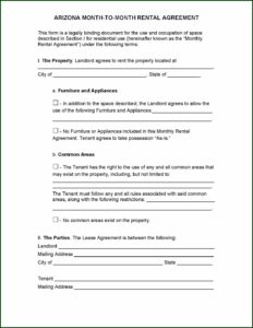 Fillable Month To Month Rental Agreement Free