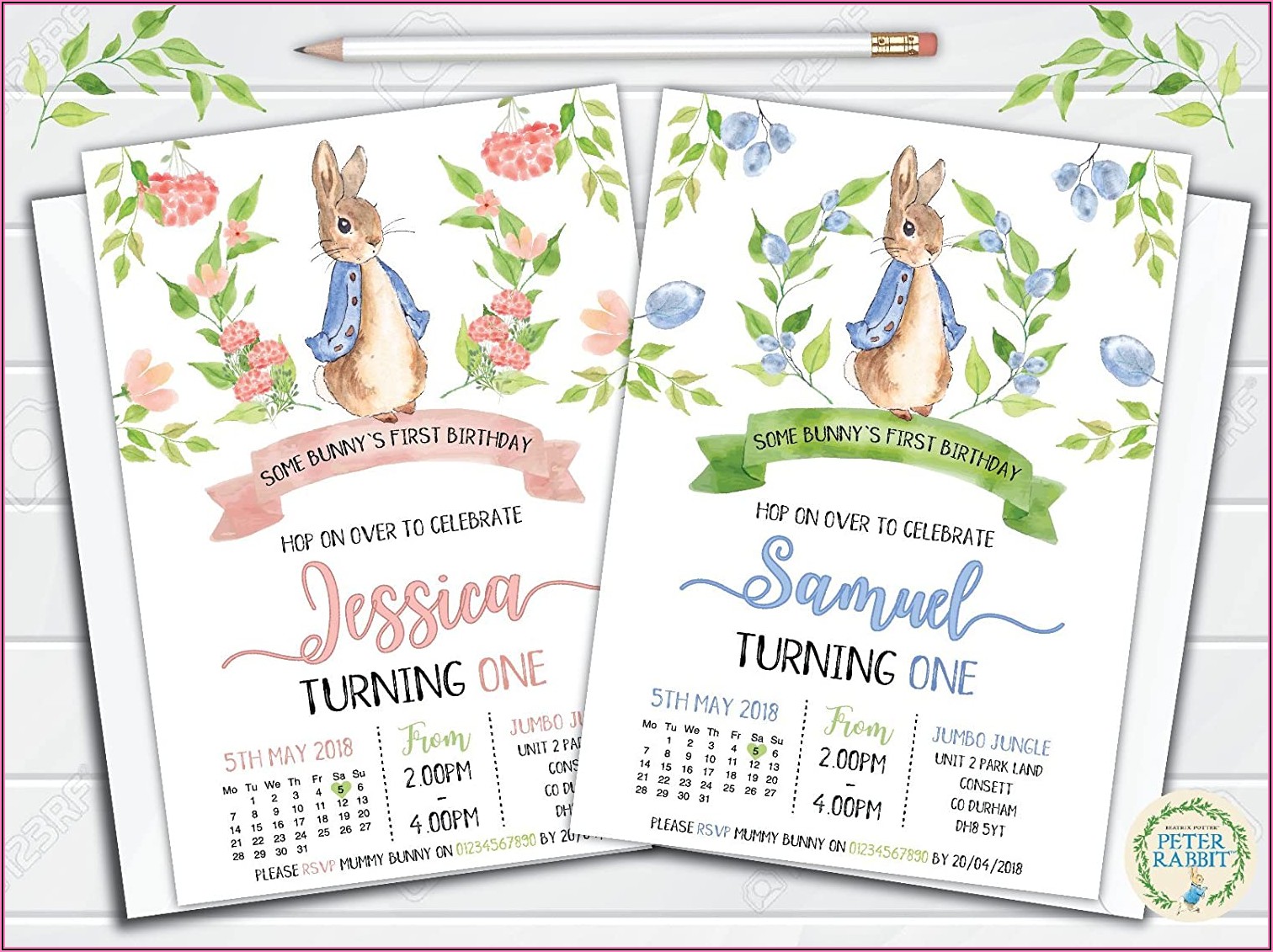 First Birthday Party Invitations Peter Rabbit