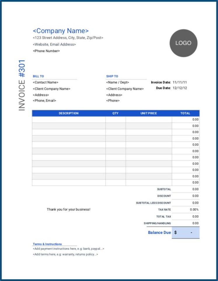 Free Downloadable Invoice Template Word