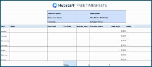 Free Downloadable Timesheet Template