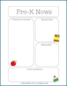 Free Monthly Newsletter Templates For Kindergarten