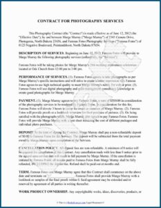 Free Simple Wedding Photography Contract Template