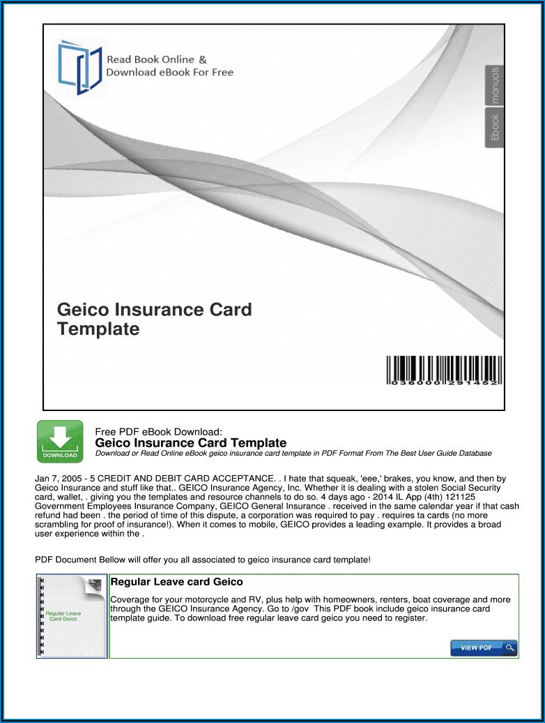 Geico Insurance Card Template Pdf