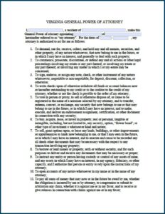 General Power Of Attorney Virginia Template