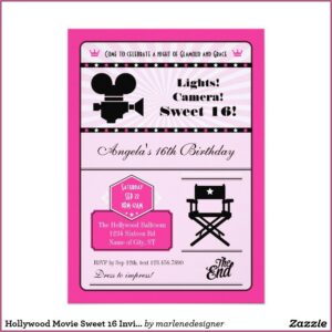 Hollywood Sweet 16 Invitations