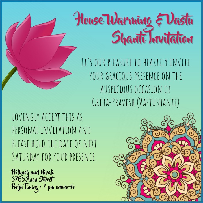 House Warming Invitation Template Indian