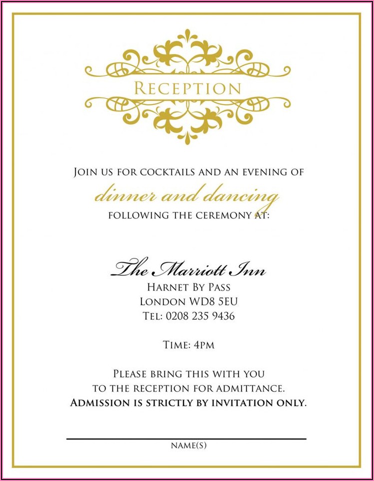Informal Wedding Reception Invitation Wording