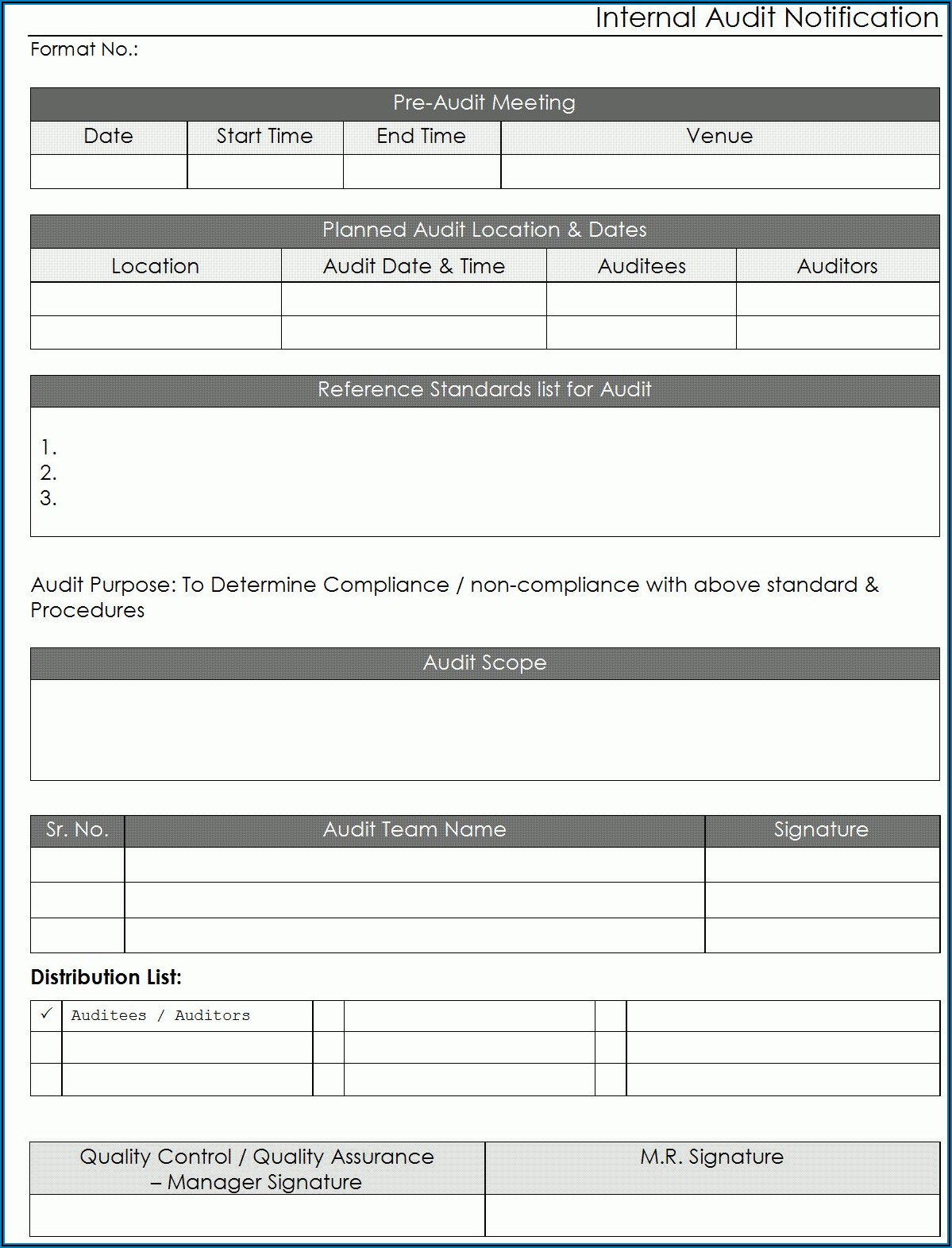 Internal Audit Report Format Iso 9001