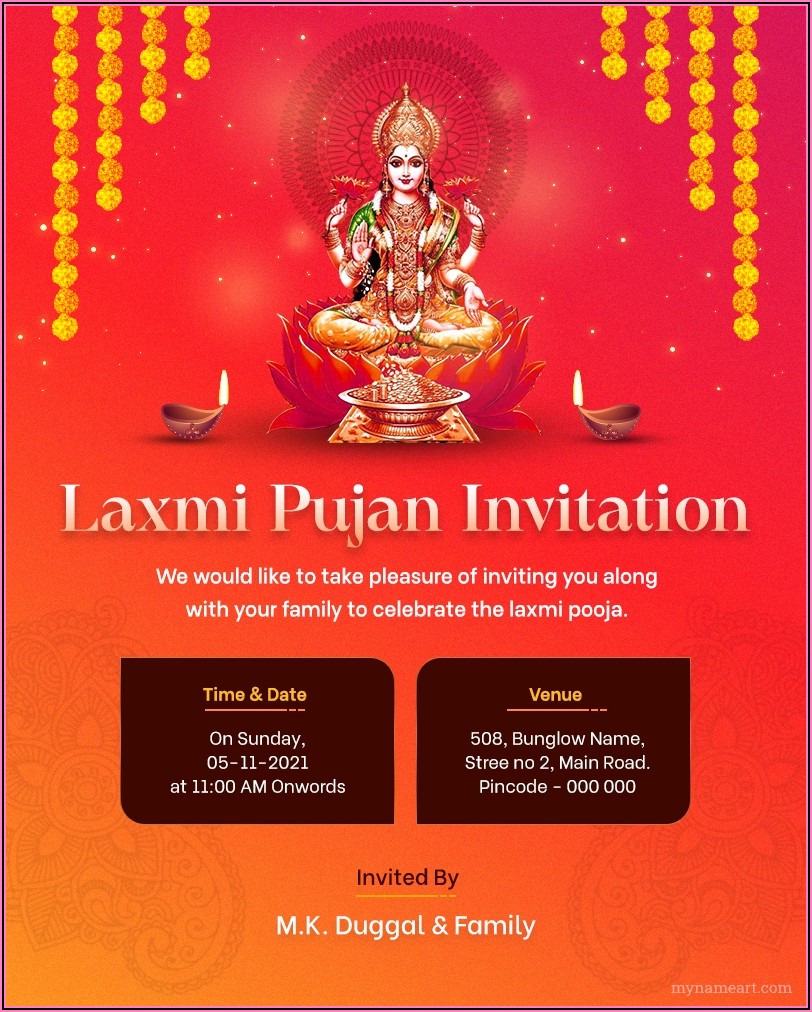 Laxmi Pooja Invitation Message