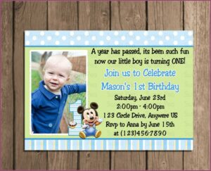 Mickey Mouse 1st Birthday Invitation Card