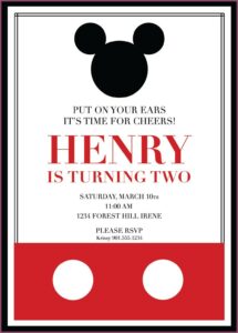 Mickey Mouse Custom Birthday Invitations
