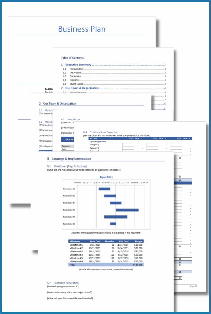 Microsoft Excel Business Plan Template