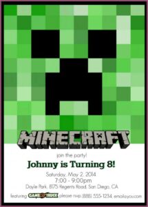 Minecraft Birthday Party Invitations Free
