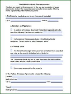 Month To Month Lease Agreement Template Free