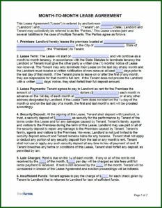 Month To Month Lease Form Nj