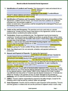 Month To Month Rental Agreement California Free