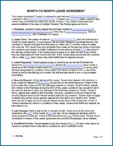 Monthly Rental Agreement Sample