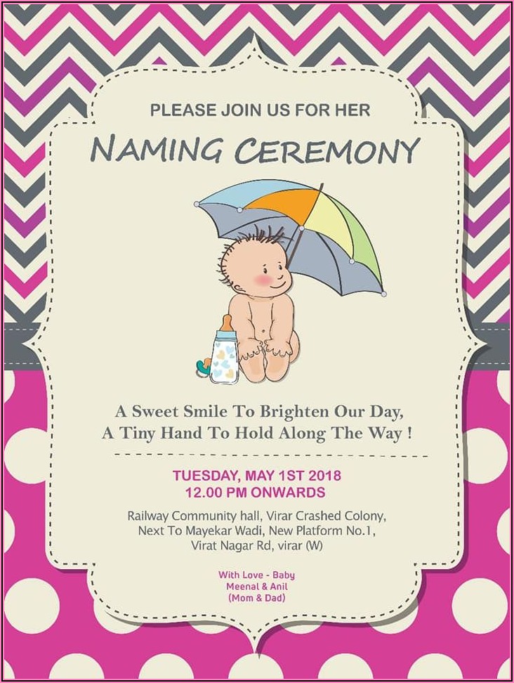 Naming Ceremony Invitation Card For Baby Boy Indian