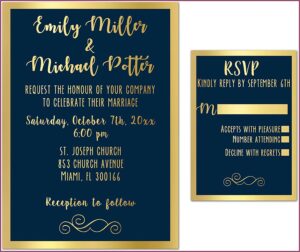 Navy Gold Wedding Invitations