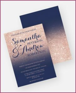 Navy Rose Gold Wedding Invitations