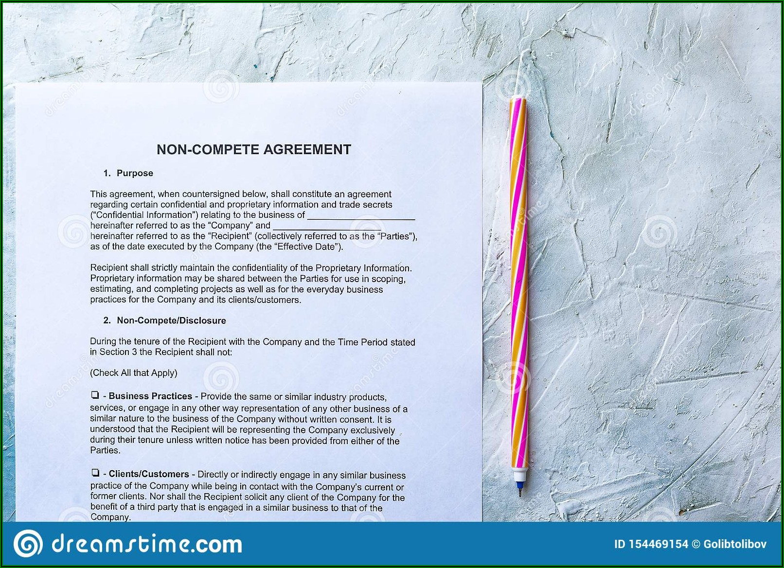 Non Compete Agreement Form