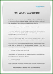 Non Compete Agreement Template California