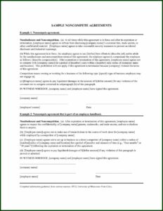 Non Compete Agreement Template Pdf