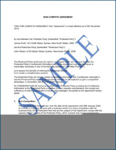 Non Compete Clause Example Australia