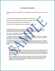 Non Compete Clause Template Australia
