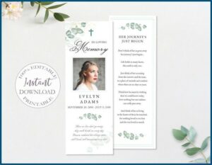 Obituary Bookmark Template